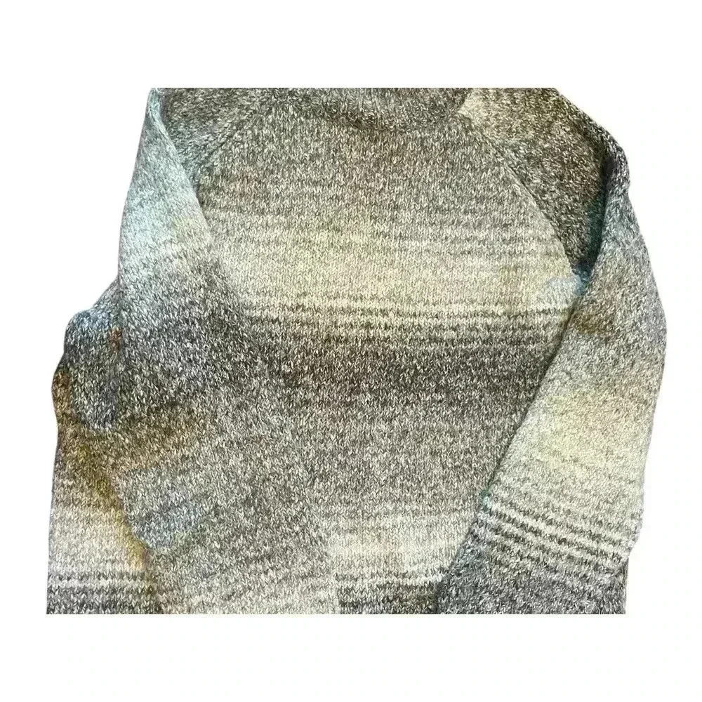 Chaps Womens Large Grey Beige Ombre Space Dye Mock Neck Raglan Sweater - Picture 9 of 9